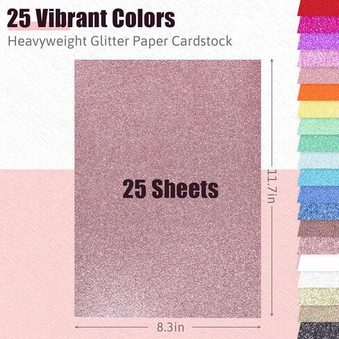 Shindel 25 Sheets Glitter Cardstocks Paper A4, Shimmer Cardstock Heavyweight Paper Metallic Cardstock Paper for Scrapbook DIY Crafts Decor in Saudi Arabia