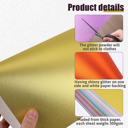 Shindel 25 Sheets Glitter Cardstocks Paper A4, Shimmer Cardstock Heavyweight Paper Metallic Cardstock Paper for Scrapbook DIY Crafts Decor in Saudi Arabia