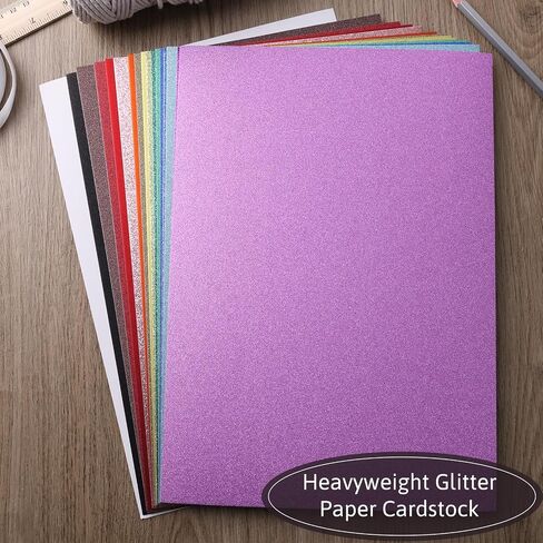 Shindel 25 Sheets Glitter Cardstocks Paper A4, Shimmer Cardstock Heavyweight Paper Metallic Cardstock Paper for Scrapbook DIY Crafts Decor in Saudi Arabia