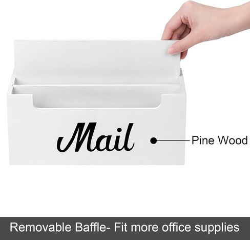 VOTLEVT Wooden Mail Organizer Countertop, Mail Holder for Table and Desk, Mail Sorter Organizer Mail Basket, Pine Wood in Saudi Arabia