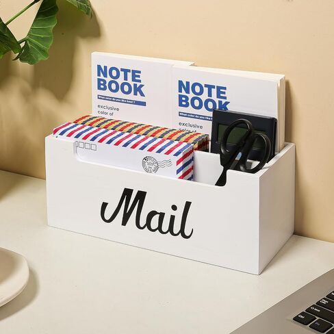 VOTLEVT Wooden Mail Organizer Countertop, Mail Holder for Table and Desk, Mail Sorter Organizer Mail Basket, Pine Wood in Saudi Arabia