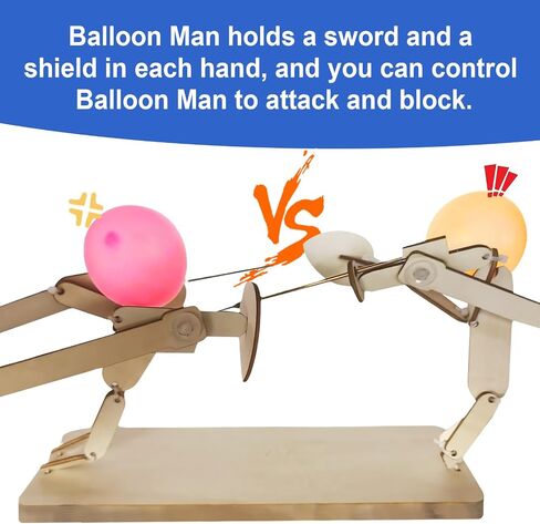 Wooden Fencing Puppets Toys, Handmade Bamboo Man Fighting, Blasting Balloon Battle Bamboo Man Battle Double Game, Fast Paced Balloon Battle Perfect for a Thrilling Balloon Fighting Party Game(5mm) in Saudi Arabia