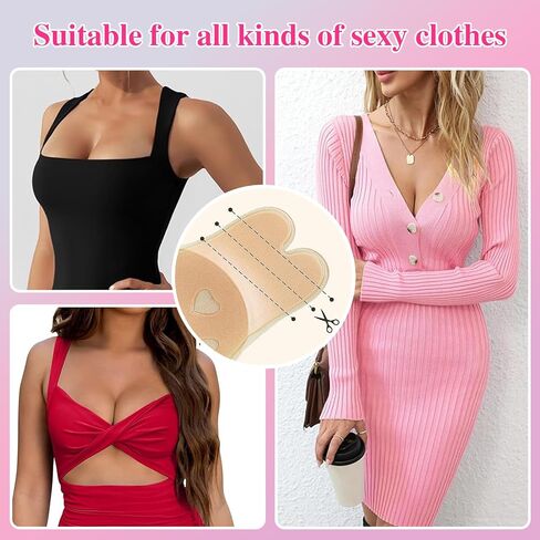 حمالة صدر لاصقة، زوجان من حمالة الصدر اللاصقة مع رفع شريط الثدي، Boobiess No Bra لفستان بدون حمالات عميق على شكل حرف V أسود in Saudi Arabia