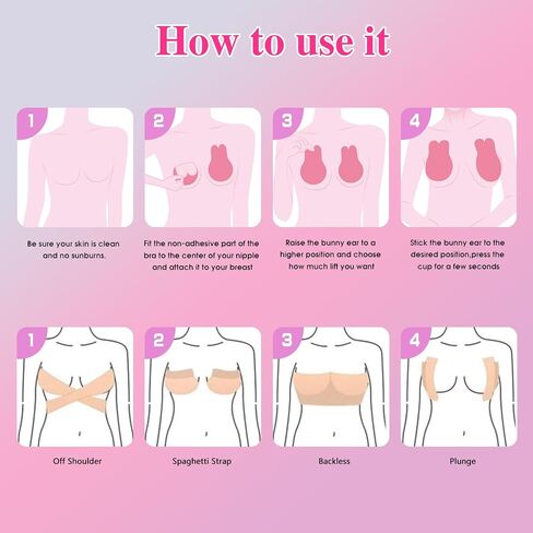 حمالة صدر لاصقة، زوجان من حمالة الصدر اللاصقة مع رفع شريط الثدي، Boobiess No Bra لفستان بدون حمالات عميق على شكل حرف V أسود in Saudi Arabia