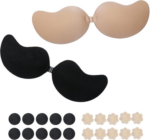 حمالة صدر لاصقة من السيليكون للنساء من TANHOO، حمالة صدر بدون حمالات بدون ظهر، حمالة صدر غير مرئية للرفع. شكل المانجو / 2 أزواج in Kuwait