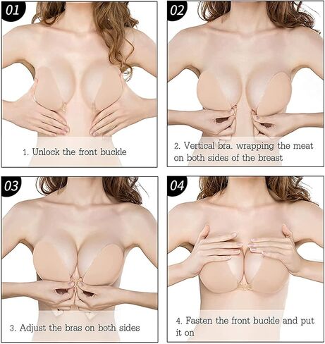 Sticky Bra,Backless Strapless Bra Push Up,Adhesive Invisible Lift Up Bras for Women Wedding Dresses Reusable,Black in Saudi Arabia