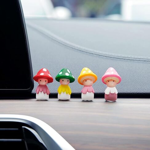 Car Interior Multicolor Mini Mushroom Frigurines Dashboard Decorations Pack of Cute Decoration for Vehicle,Room,Cake,Cake and Cupcake Toppers in Saudi Arabia