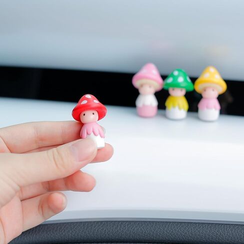 Car Interior Multicolor Mini Mushroom Frigurines Dashboard Decorations Pack of Cute Decoration for Vehicle,Room,Cake,Cake and Cupcake Toppers in Saudi Arabia