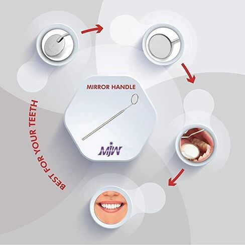 Dental Mirror with Handle, Stainless Steel Dentist Tools for Teeth Cleaning Inspection, Oral Hygiene Mouth Mirror for Daily Use CE,Silver in Saudi Arabia