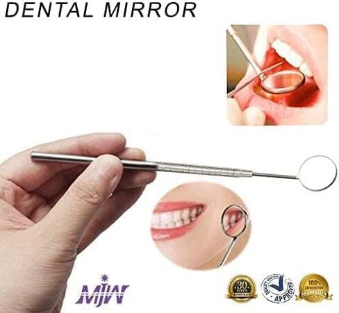 Dental Mirror with Handle, Stainless Steel Dentist Tools for Teeth Cleaning Inspection, Oral Hygiene Mouth Mirror for Daily Use CE,Silver in Saudi Arabia