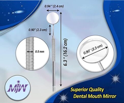 Dental Mirror with Handle, Stainless Steel Dentist Tools for Teeth Cleaning Inspection, Oral Hygiene Mouth Mirror for Daily Use CE,Silver in Saudi Arabia
