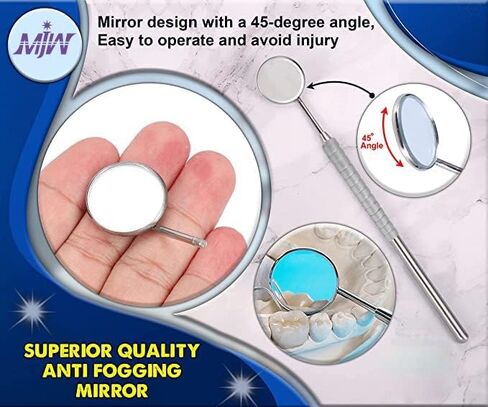 Dental Mirror with Handle, Stainless Steel Dentist Tools for Teeth Cleaning Inspection, Oral Hygiene Mouth Mirror for Daily Use CE,Silver in Saudi Arabia