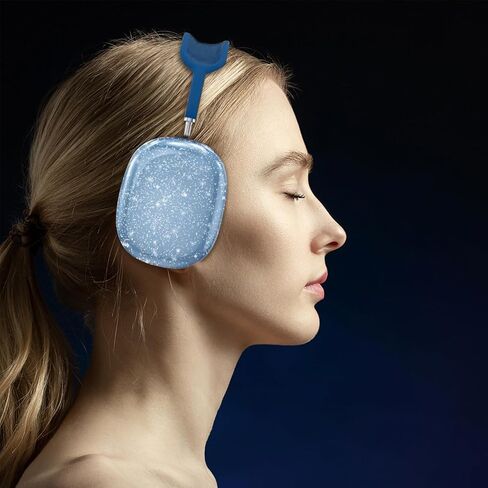 Aircawin لـ AirPods Max Case Clear Blue Glitter، حافظة شفافة مضادة للصدمات لـ Airpods Max Case Cover، حافظة واقية ناعمة مضادة للخدش من مادة TPU ملحقات لا صفراء لسماعات AirPod Max - أزرق لامع in Kuwait