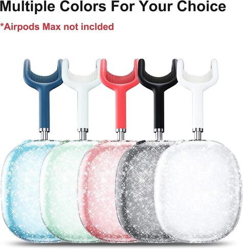 Aircawin لـ AirPods Max Case Clear Blue Glitter، حافظة شفافة مضادة للصدمات لـ Airpods Max Case Cover، حافظة واقية ناعمة مضادة للخدش من مادة TPU ملحقات لا صفراء لسماعات AirPod Max - أزرق لامع in Kuwait
