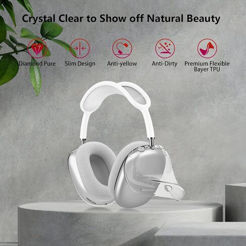 Aircawin لـ AirPods Max Case Clear Blue Glitter، حافظة شفافة مضادة للصدمات لـ Airpods Max Case Cover، حافظة واقية ناعمة مضادة للخدش من مادة TPU ملحقات لا صفراء لسماعات AirPod Max - أزرق لامع in Kuwait