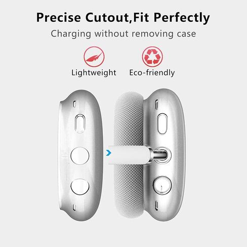 Aircawin لـ AirPods Max Case Clear Blue Glitter، حافظة شفافة مضادة للصدمات لـ Airpods Max Case Cover، حافظة واقية ناعمة مضادة للخدش من مادة TPU ملحقات لا صفراء لسماعات AirPod Max - أزرق لامع in Kuwait
