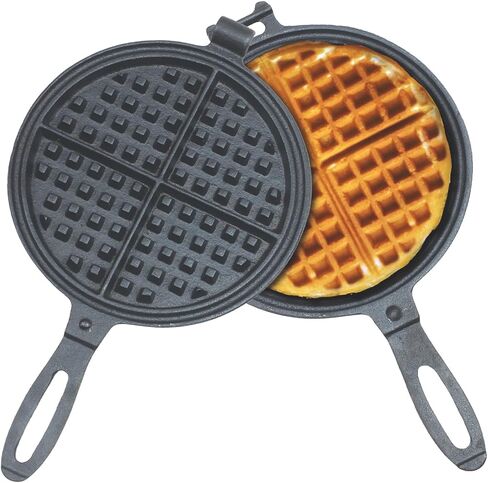 LD HuYY Professional 8-inch Cast Iron Waffle Maker Stove Top | Thickened Body, Quick Heating, Non-Coated Surface | Rustic Round Cast Iron Waffle Iron in Saudi Arabia