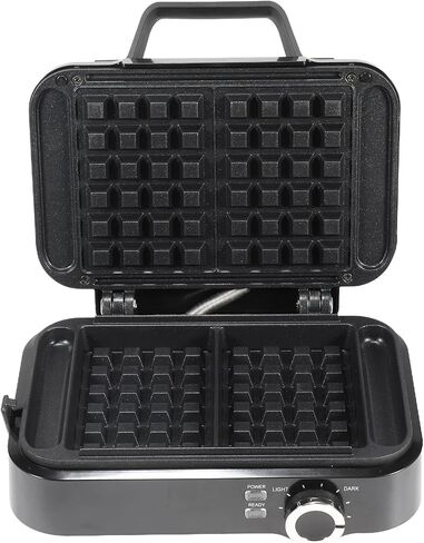 صانعة الوافل البلجيكية العميقة للغاية من جولدن براري بقدرة 1200 وات، شريحتين من حديد الوافل غير القابل للصدأ، 1 بوصة من الوافل السميك، 7 مستويات تحمير قابلة للتعديل، صانعة الفطائر الكهربائية، جوانب لا تسبب الفوضى، أسود in Kuwait