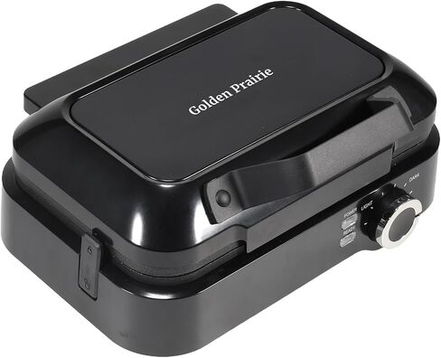 صانعة الوافل البلجيكية العميقة للغاية من جولدن براري بقدرة 1200 وات، شريحتين من حديد الوافل غير القابل للصدأ، 1 بوصة من الوافل السميك، 7 مستويات تحمير قابلة للتعديل، صانعة الفطائر الكهربائية، جوانب لا تسبب الفوضى، أسود in Kuwait