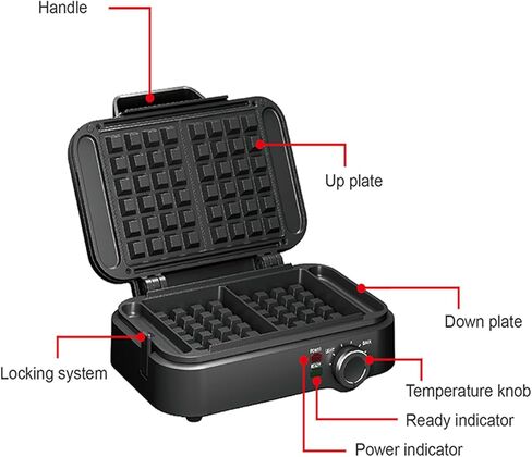 صانعة الوافل البلجيكية العميقة للغاية من جولدن براري بقدرة 1200 وات، شريحتين من حديد الوافل غير القابل للصدأ، 1 بوصة من الوافل السميك، 7 مستويات تحمير قابلة للتعديل، صانعة الفطائر الكهربائية، جوانب لا تسبب الفوضى، أسود in Kuwait