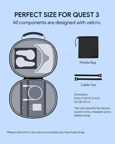 Aubika Mini Case for Meta Quest 3, Hard Carrying Case for Oculus Quest 3 Accessories, Compatible with Headset and Controllers Only, Travel and Storage - Black in Saudi Arabia