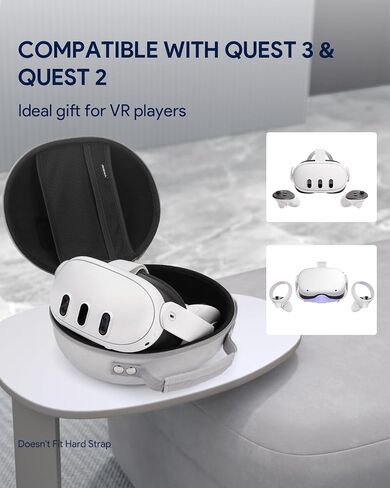 Aubika Mini Case for Meta Quest 3, Hard Carrying Case for Oculus Quest 3 Accessories, Compatible with Headset and Controllers Only, Travel and Storage - Black in Saudi Arabia