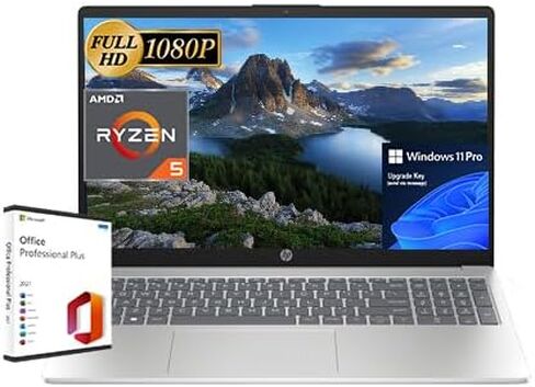 كمبيوتر محمول للأعمال HP، شاشة FHD مقاس 15.6 بوصة، AMD Ryzen 5-7520U (4-core)، 16 جيجابايت DDR5، 256 جيجابايت SSD، AMD Radeon Graphics، كاميرا ويب HD، Wi-Fi 6، شحن سريع، Windows 11 Pro، مع ترخيص Microsoft Office مدى الحياة in Kuwait