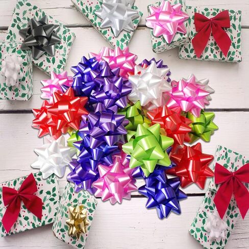 3 Inch Gift Bows, 30 PCS Small Star Bows for Gift Wrapping and Presents, Multi Color Gift Wrap Bow for Party, Holidays, Christmas, Birthdays, Baby Shower in Kuwait