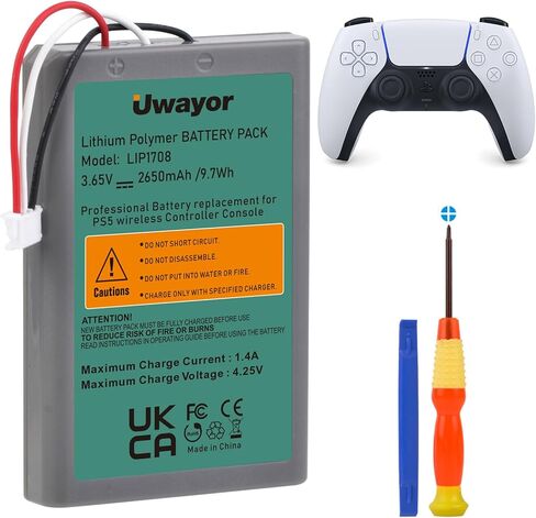 بطارية وحدة التحكم Uwayor PS5، بطارية 2650 مللي أمبير LIP1708 لجهاز Sony PS5 Playstation 5 DualSense CFI-ZCT1W وحدة التحكم اللاسلكية in Kuwait