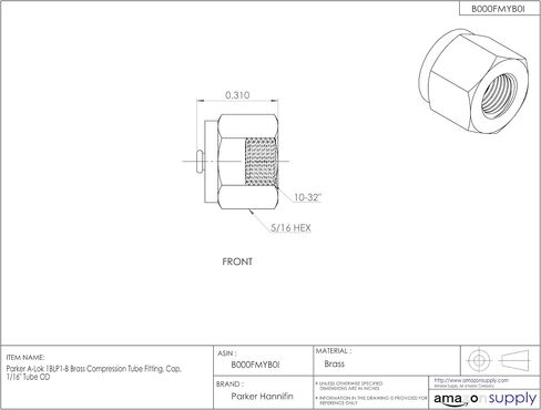 Parker A-Lok 6BLP6-B Brass Compression Tube Fitting, Cap, 3/8" Tube OD in Saudi Arabia