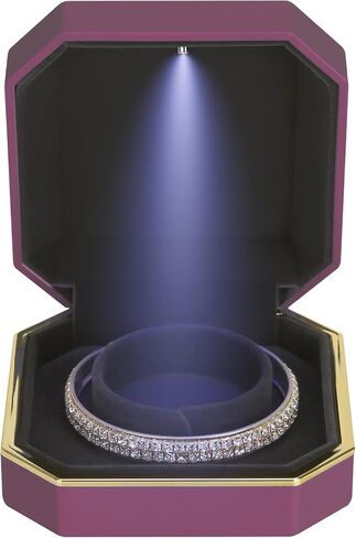 صندوق هدايا فاخر لسوار المجوهرات LED مع ضوء LED، صندوق تخزين مجوهرات صغير مخملي، حامل منظم لحفلات الزفاف، والخطوبة، والاقتراح، وأعياد الميلاد والذكرى السنوية (أسود) in Kuwait
