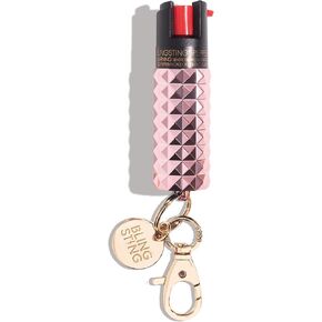 BLINGSTING Pepper Spray for Women - Maximum Strength OC Self Defense Spray - 12 ft Range - UV Marking Dye for Police ID - Swipe Safety Lock - Compact & Fashionable Keychain - Silver (1 Count) in Kuwait
