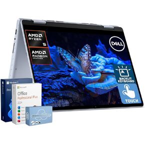 Dell Inspiron 2-in-1 Business Laptop with Lifetime MS Office, 14" FHD+ Touchscreen, AMD Ryzen 5, 32GB RAM, 1.5TB Storage (1TB SSD+500GB Ext), WiFi 6, Backlit Keyboard, MarxsolAccessory, Windows 11 Pro in Kuwait