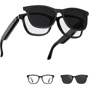 Smart Glasses with Bluetooth, 2-in-1 Magnetic Sunglasses (Blue Light Blocking & UV400), Bluetooth Glasses for Men/Women with Voice Assistant, Smart Sunglasses for Outdoor (With Black Lenses) in Saudi Arabia