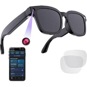 نظارات ذكية بتقنية الذكاء الاصطناعي مع كاميرا بدقة 8 ميجابكسل، وتسجيل فيديو عالي الدقة 1080 بكسل، وصوت بلوتوث مفتوح الأذن، واتصال واي فاي، ومساعد صوتي ونظارات ترجمة للقيادة أثناء السفر ومدونات الفيديو in Kuwait