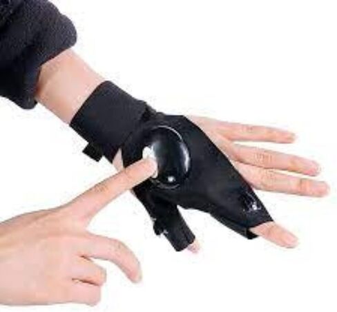 Two Finger Black Led Half Finger Gloves Sports Lighting Fishing Gloves Night Running Gloves Half Finger Outdoor Flashlight with LED Light Left Hand in Saudi Arabia