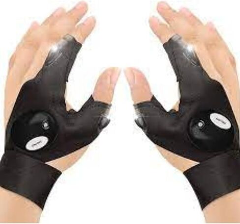 Two Finger Black Led Half Finger Gloves Sports Lighting Fishing Gloves Night Running Gloves Half Finger Outdoor Flashlight with LED Light Left Hand in Saudi Arabia