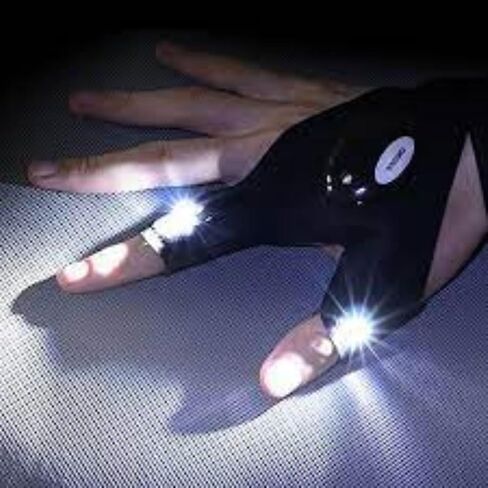 Two Finger Black Led Half Finger Gloves Sports Lighting Fishing Gloves Night Running Gloves Half Finger Outdoor Flashlight with LED Light Left Hand in Saudi Arabia