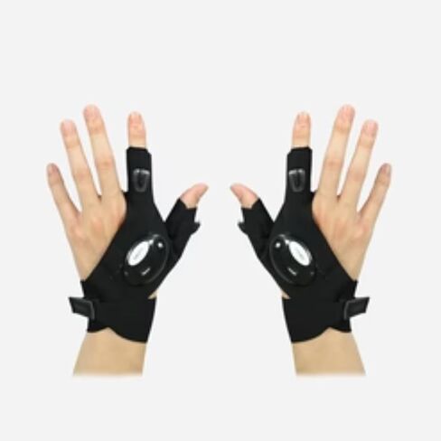 Two Finger Black Led Half Finger Gloves Sports Lighting Fishing Gloves Night Running Gloves Half Finger Outdoor Flashlight with LED Light Left Hand in Saudi Arabia