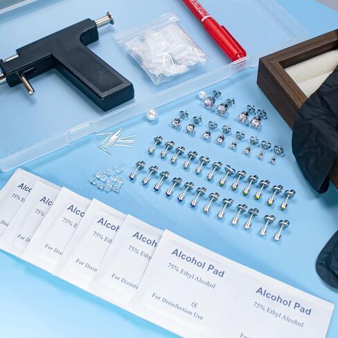 Self Ear Piercing Gun Kit with 12Pairs of CZ Ear Stud Piercing Tools with Multi-Purpose Ear Gun for Salon and Home Use in Saudi Arabia