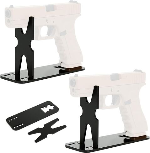 Acrylic Display Pistol Rack-Adjustable Pistol Stand,Black Transparent Pistol Holder for Hand Gun,Portable Gun Rack for Gun Safe Hidden Gun Storage,Gun Holder Pistol Accessories-7.5x2.75x4.75 in Saudi Arabia