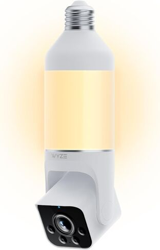 WYZE Bulb Cam Security Camera, 2K HD Outdoor Light Bulb Camera, Color Night Vision, Dimmable LED Bulb, Motion Detection, Siren Alarm, Works w/Alexa/Google Assistant. Free Expert Support (Renewed) in Saudi Arabia