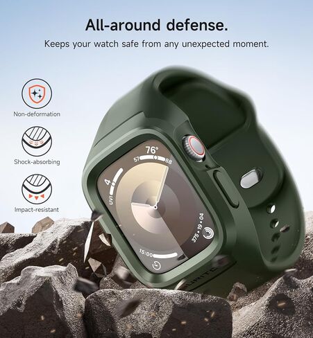 SURITCH Sport Band for Apple Watch Ultra 2/1 49mm & iWatch Series 9/8/7/6/5/4/SE3/SE2/SE 45mm 44mm 41mm 40mm, Soft Silicone Shockproof Rugged Protective Strap with Case for Women Men in Saudi Arabia