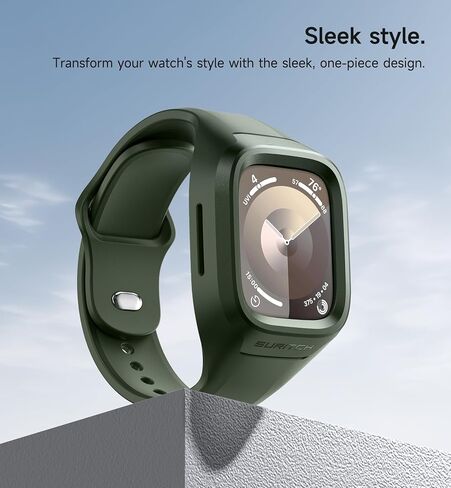 SURITCH Sport Band for Apple Watch Ultra 2/1 49mm & iWatch Series 9/8/7/6/5/4/SE3/SE2/SE 45mm 44mm 41mm 40mm, Soft Silicone Shockproof Rugged Protective Strap with Case for Women Men in Saudi Arabia