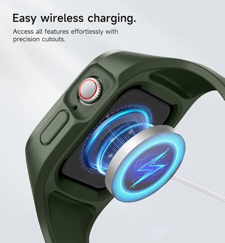 SURITCH Sport Band for Apple Watch Ultra 2/1 49mm & iWatch Series 9/8/7/6/5/4/SE3/SE2/SE 45mm 44mm 41mm 40mm, Soft Silicone Shockproof Rugged Protective Strap with Case for Women Men in Saudi Arabia