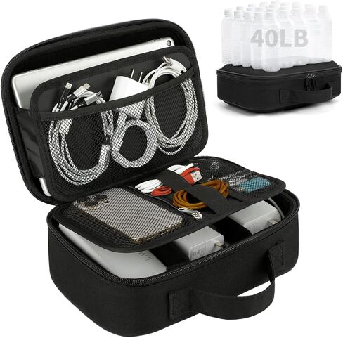 حقيبة سفر لتنظيم الأجهزة الإلكترونية من ZOMFELT، منظم سفر صلب من مادة EVA، منظم حقيبة مقاوم للصدمات، منظم سلك مزدوج الطبقة، حقيبة كبيرة لتنظيم الكابلات، منظمات تقنية للرجال، الهاتف، الحبل، أسود in Kuwait