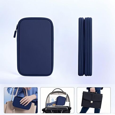 Travel Essentials Electronic Cable Organizer Pouch, Portable Waterproof Double-Layer Storage Bag for Cords, Chargers, Phones, and Earphones – Blue in Saudi Arabia