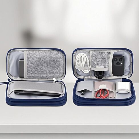 Travel Essentials Electronic Cable Organizer Pouch, Portable Waterproof Double-Layer Storage Bag for Cords, Chargers, Phones, and Earphones – Blue in Saudi Arabia