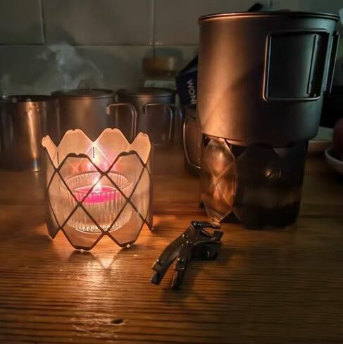 موقد التخييم الزجاج الأمامي 2 قطعة موقد التخييم خفيف الوزن قابل للطي من الفولاذ المقاوم للصدأ موقد الكحول الأمامي موقد الكحول للتخييم مناسب للتخييم في الهواء الطلق والمشي لمسافات طويلة وحقيبة الظهر in Kuwait