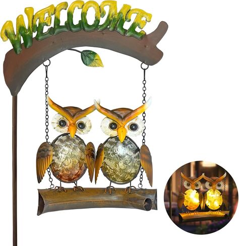 HONGLAND Outdoor Garden Solar Lights,Frog Swing Garden Decor,Frog Decorative Stake with Welcome Sign for Landscape Patio Yard (48 inch) in Kuwait